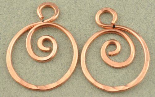 Tracy Stanley's Let's Dance Earrings - , Contemporary Wire Jewelry, Coiling, Coiling Wire, Wire Coiling, Loops, Wire Loop, Wrapped Wire Loop, Spirals, Wire Spiral, Spiral Wire Wrap, Oxidizing Wire, Oxidizing, Antiquing Wire, Antiquing, Wire Wrapping, Wrapping, Wire Wrapping Jewelry, flatten the elements with a chasing hammer